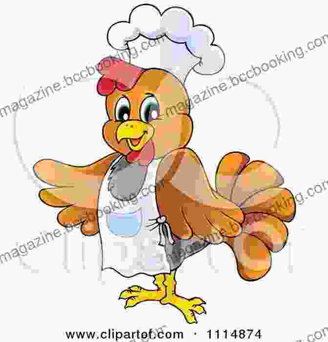 A Colorful Illustration Of Waffles The Chicken Standing In A Kitchen, Wearing A Chef's Hat And Apron, With A Whisk And Bowl In Hand. Waffles The Chicken In The Kitchen