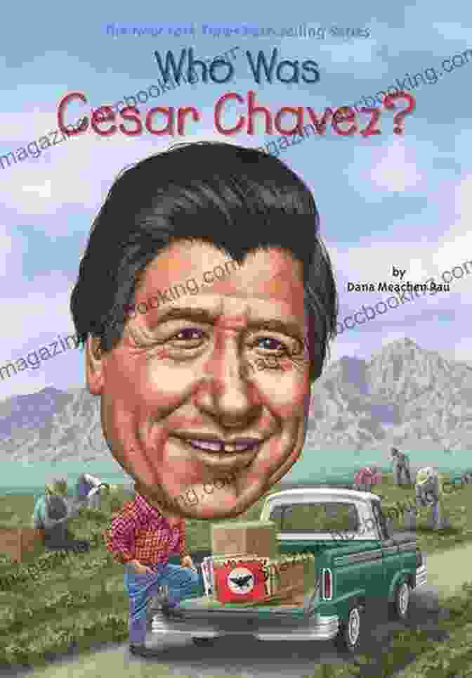 The Cover Of The Book 'The Story Of Cesar Chavez', Featuring A Portrait Of Cesar Chavez Against A Vibrant Blue Background With The Title In Bold White Letters Harvesting Hope: The Story Of Cesar Chavez (Pura Belpre Honor Illustrator (Awards))