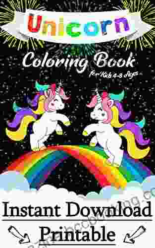 Unicorn Coloring For Kids 4 8 Ages: 40 Digital Coloring Pages PDF JPEG Instant Download Printable